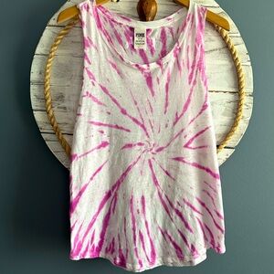 PINK Victoria's Secret White and Pink Sleeveless Muscle Tee